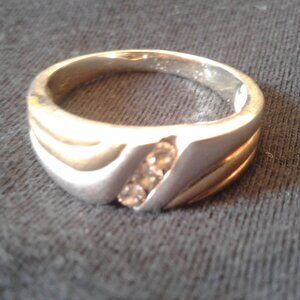 Diamonds International Men's White & Yellow Gold Diamond Ring Size 10.5